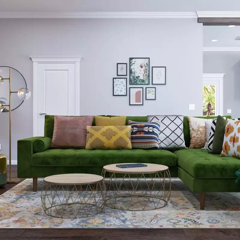 Eclectic, Bohemian, Midcentury Modern Living Room Design by Havenly Interior Designer Lena