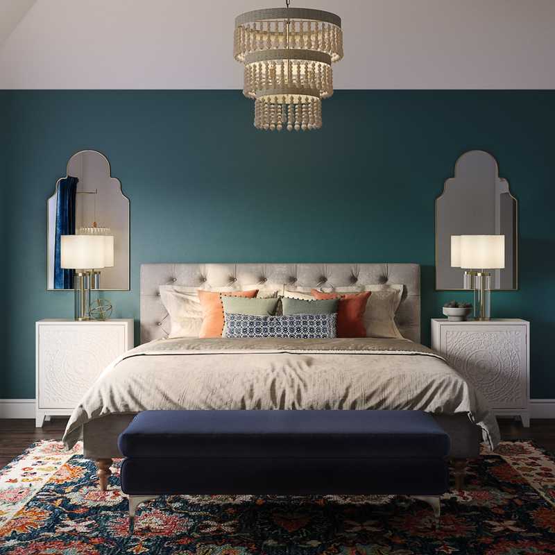 Eclectic, Bohemian, Glam Bedroom Design by Havenly Interior Designer Aleena