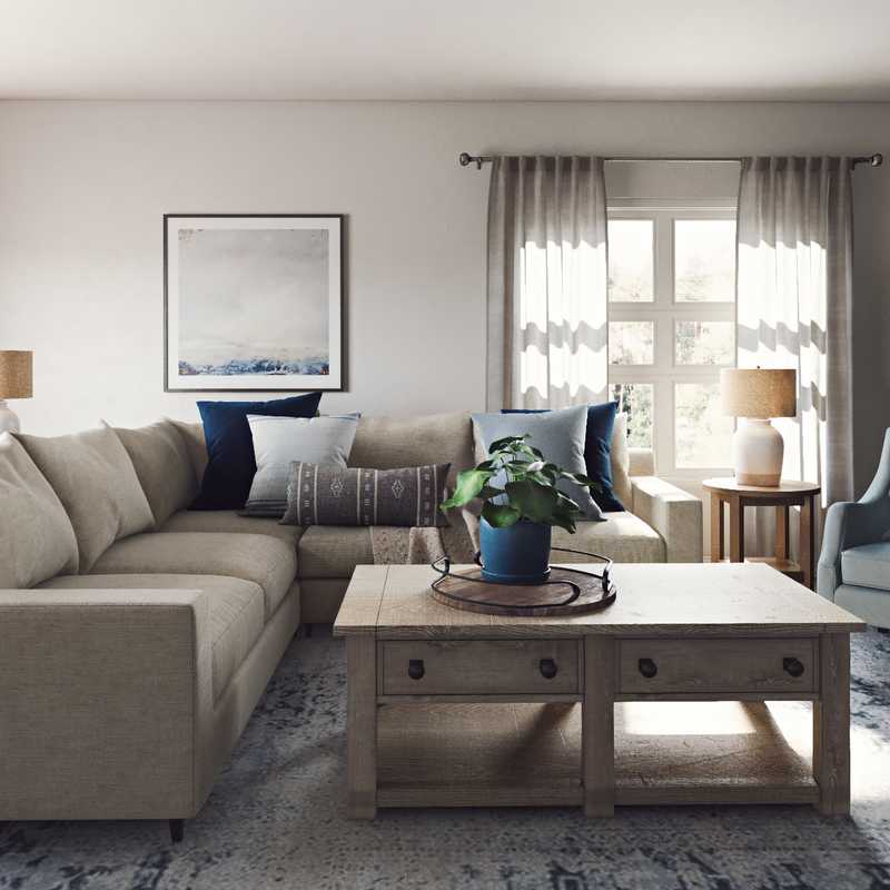Bohemian, Farmhouse, Transitional, Scandinavian Living Room Design by Havenly Interior Designer Hayley