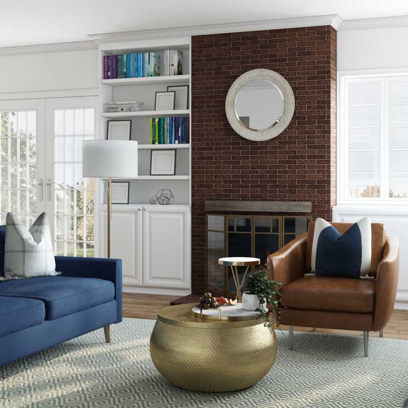 Coastal, Glam Living Room Design by Havenly Interior Designer Erin
