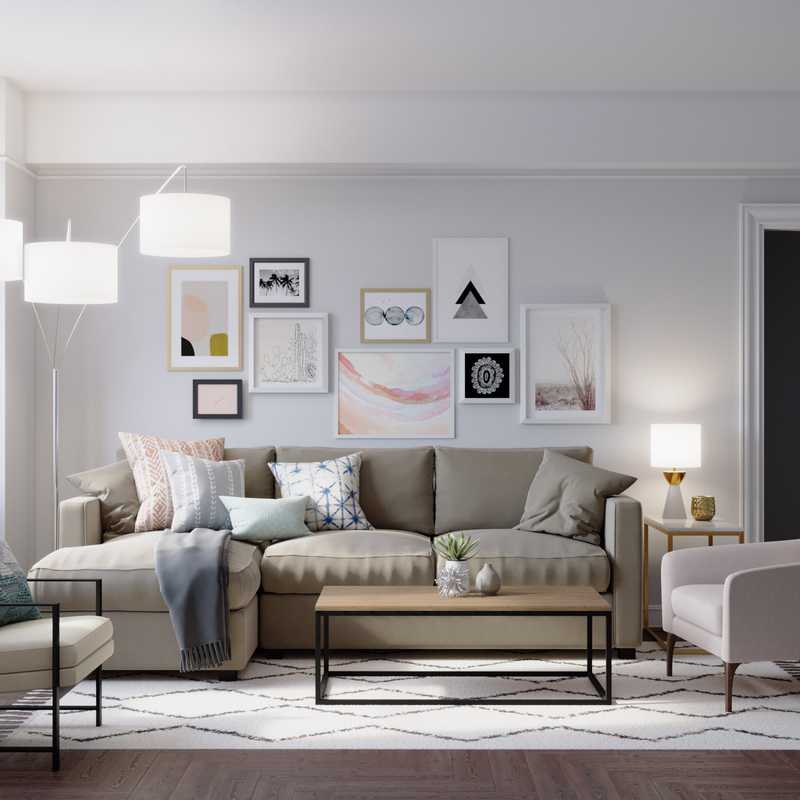 Glam, Transitional, Scandinavian Living Room Design by Havenly Interior Designer Natalie