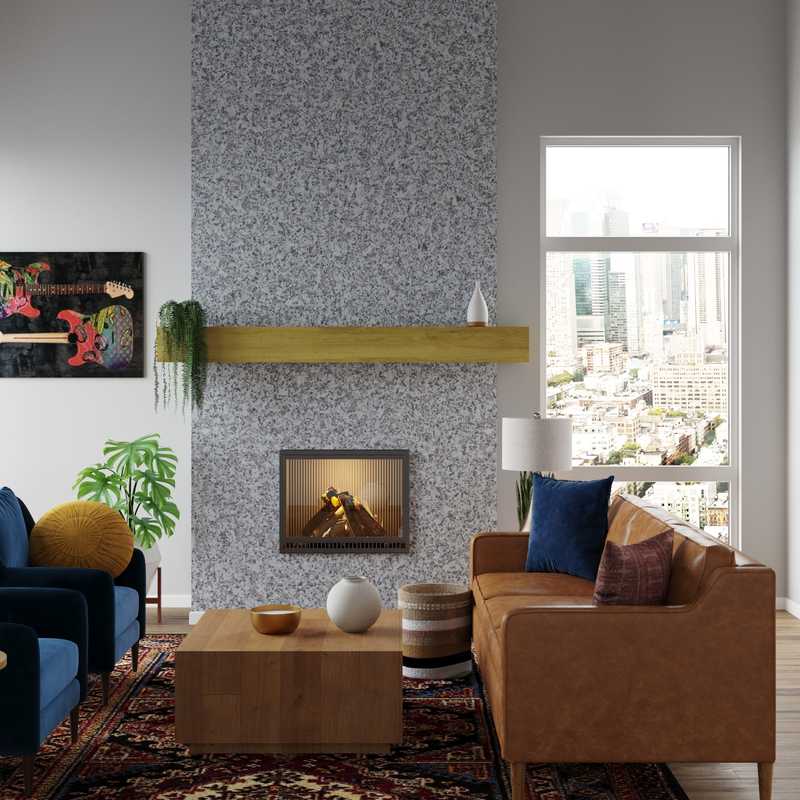Bohemian, Midcentury Modern Living Room Design by Havenly Interior Designer Cherise
