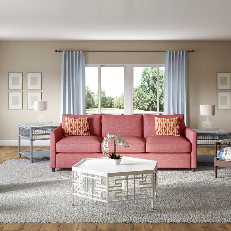 Transitional, Preppy Living Room Design by Havenly Interior Designer Paige