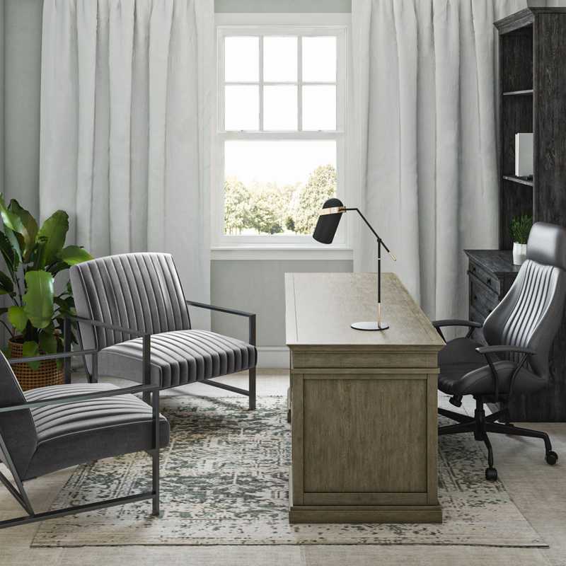 Rustic, Scandinavian Office Design by Havenly Interior Designer Rocio