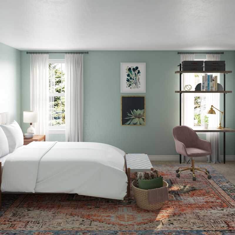 Eclectic, Bohemian, Midcentury Modern Bedroom Design by Havenly Interior Designer Jayme