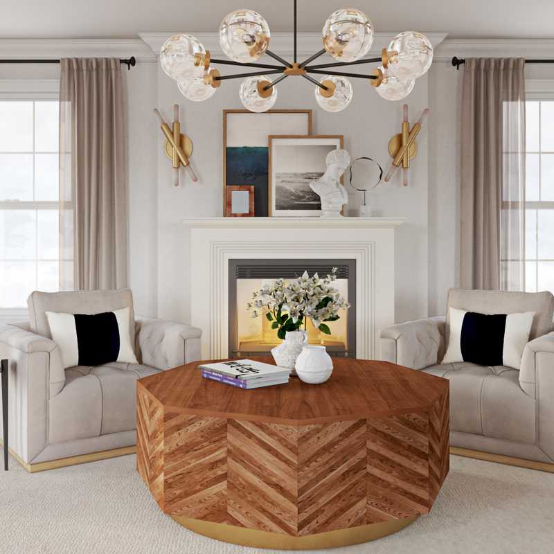 Modern, Eclectic, Glam, Midcentury Modern Living Room Design by Havenly Interior Designer Kacey