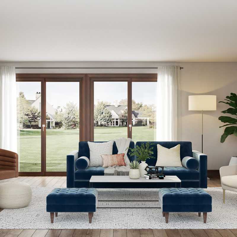 Bohemian, Midcentury Modern, Minimal Living Room Design by Havenly Interior Designer Chelsea