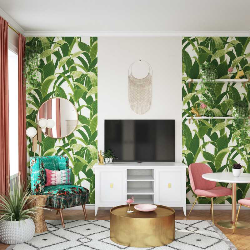 Bohemian, Glam Living Room Design by Havenly Interior Designer Levi