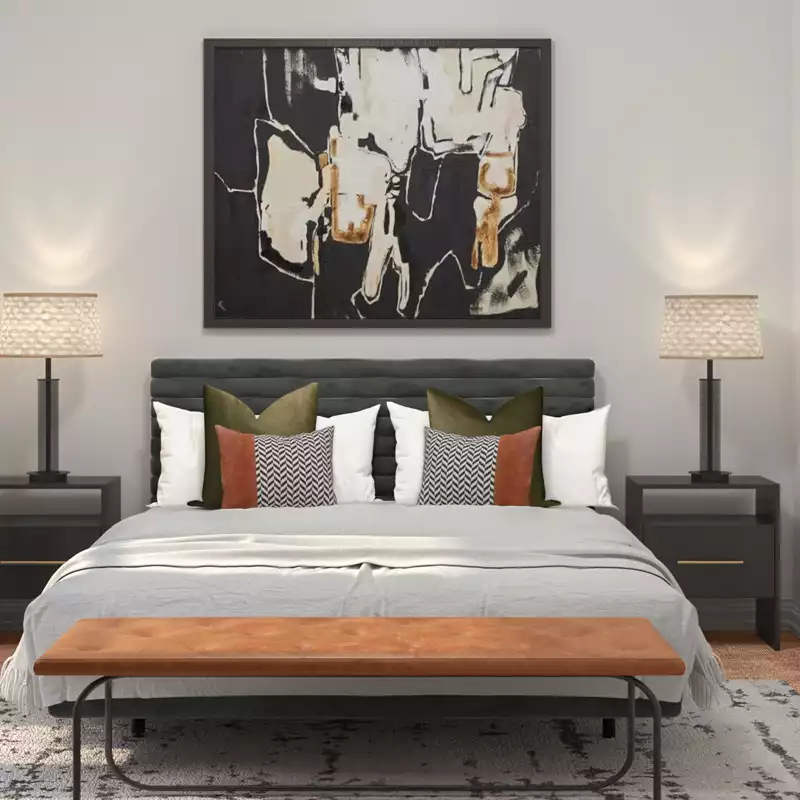 Bohemian, Midcentury Modern Bedroom Design by Havenly Interior Designer Isaac