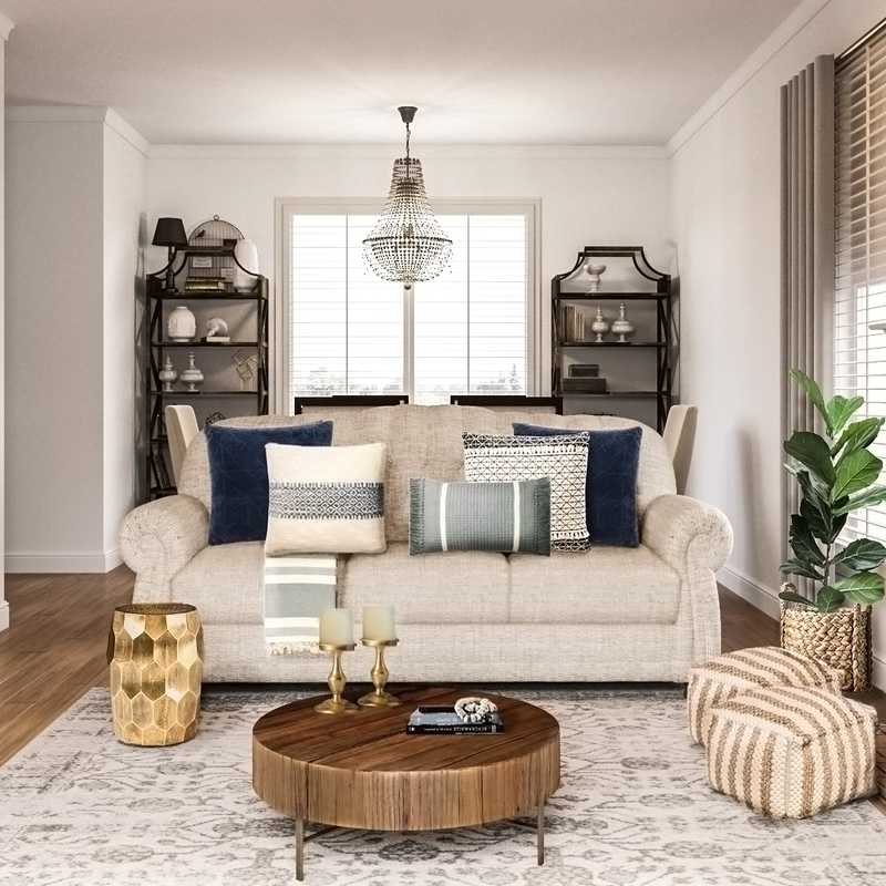 Farmhouse, Transitional Living Room Design by Havenly Interior Designer Julieta