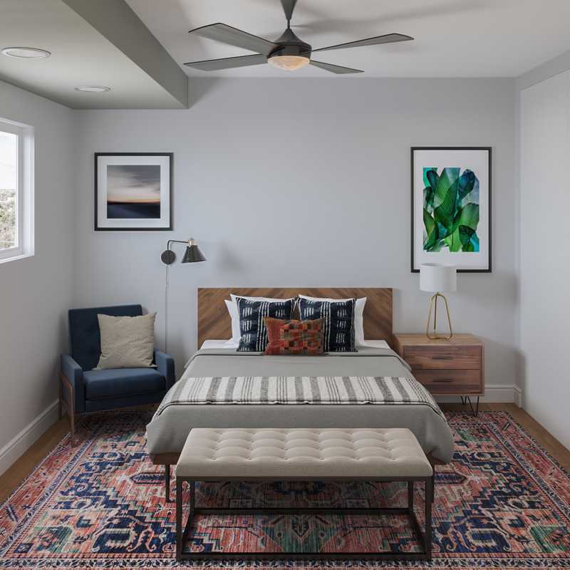 Bohemian, Midcentury Modern Bedroom Design by Havenly Interior Designer Michelle
