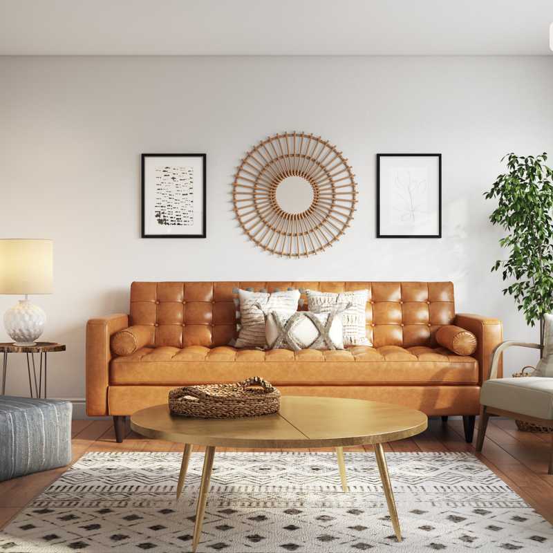 Bohemian, Midcentury Modern Living Room Design by Havenly Interior Designer Megan