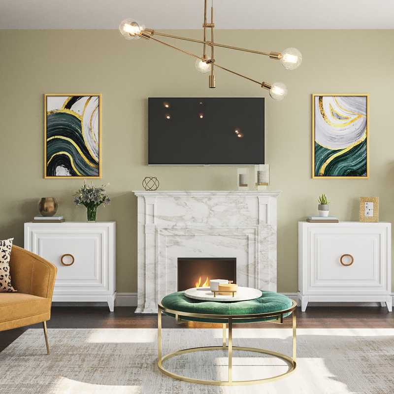Modern, Glam, Transitional, Midcentury Modern Living Room Design by Havenly Interior Designer Emily