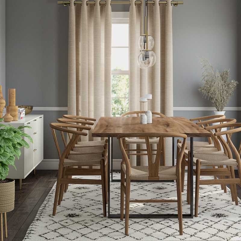 Bohemian, Midcentury Modern Dining Room Design by Havenly Interior Designer Melissa