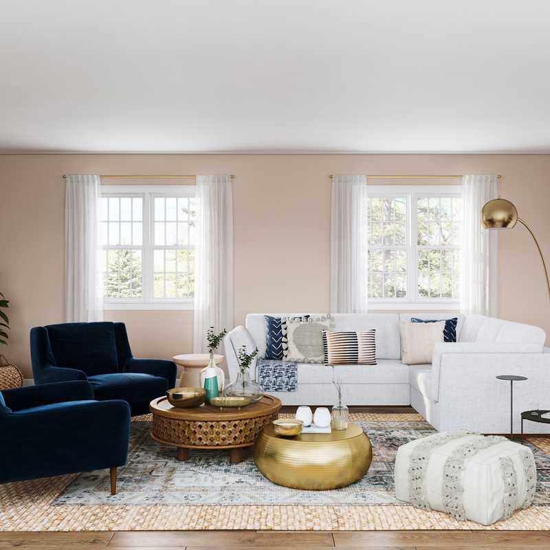 Coastal Living Room Design by Havenly Interior Designer Ghianella