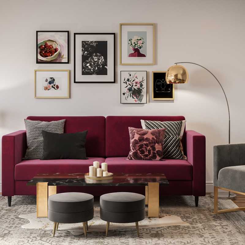 Modern, Glam, Vintage Living Room Design by Havenly Interior Designer Madison