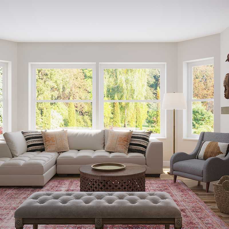 Contemporary, Farmhouse Living Room Design by Havenly Interior Designer Aleena