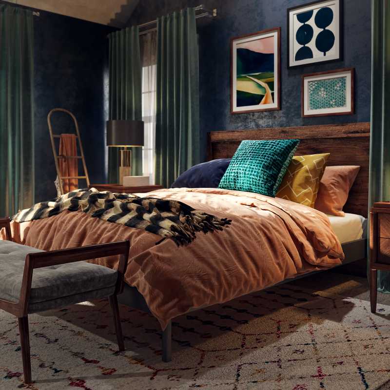 Bohemian, Midcentury Modern Bedroom Design by Havenly Interior Designer Patrice