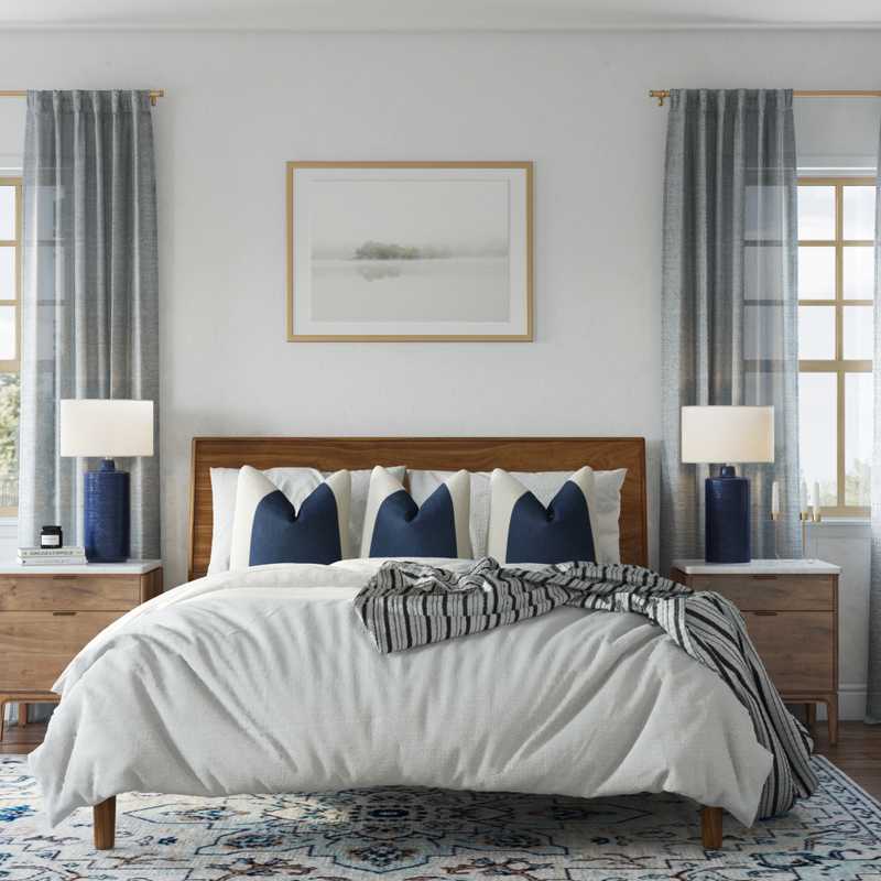 Bohemian, Coastal Bedroom Design by Havenly Interior Designer Lilly