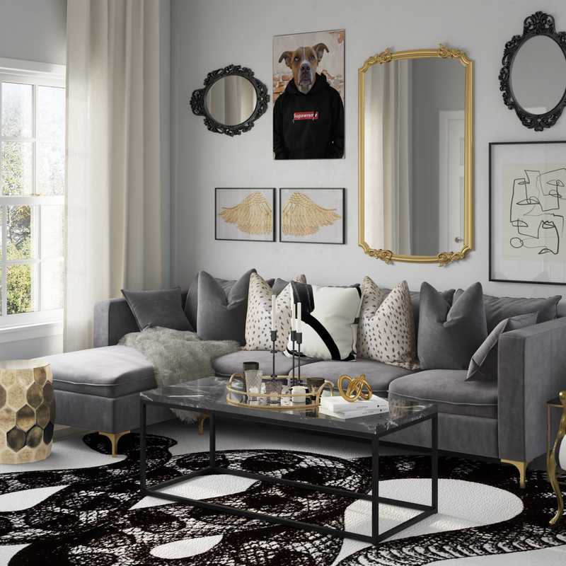 Bohemian, Glam Living Room Design by Havenly Interior Designer Kamila