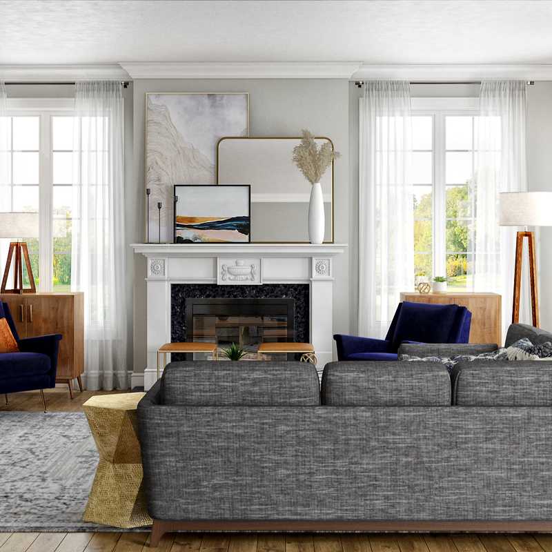 Modern, Bohemian, Transitional, Midcentury Modern Living Room Design by Havenly Interior Designer Julie