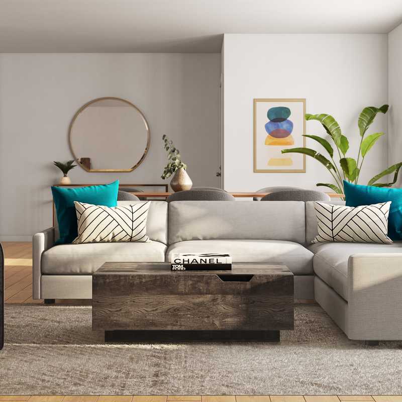 Glam, Midcentury Modern Living Room Design by Havenly Interior Designer Sarah