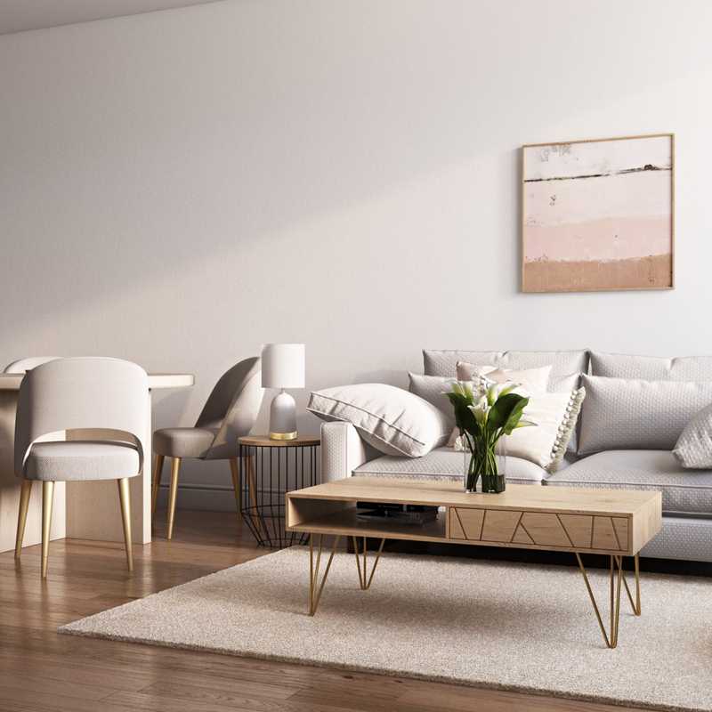 Contemporary, Bohemian, Glam, Midcentury Modern Living Room Design by Havenly Interior Designer Christina