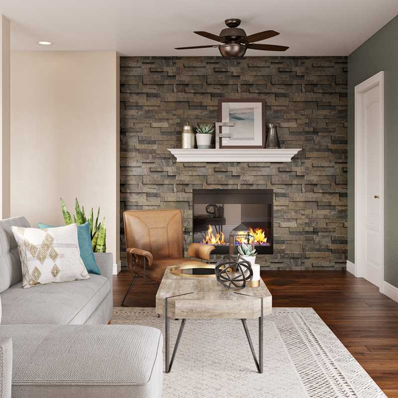 Industrial, Farmhouse Living Room Design by Havenly Interior Designer Carly