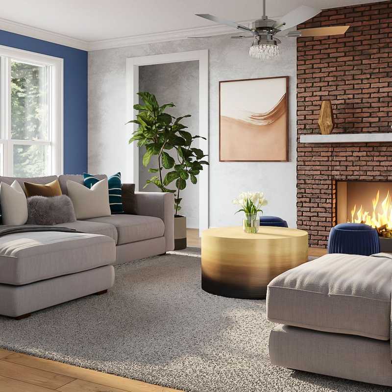 Modern, Glam, Transitional, Minimal Living Room Design by Havenly Interior Designer Stephanie