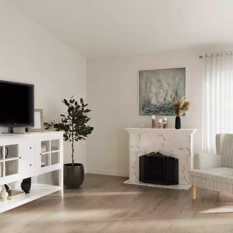 Bohemian, Coastal, Glam Living Room Design by Havenly Interior Designer Sarah