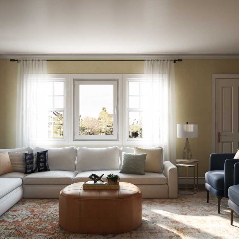 Bohemian, Farmhouse Living Room Design by Havenly Interior Designer Kelly