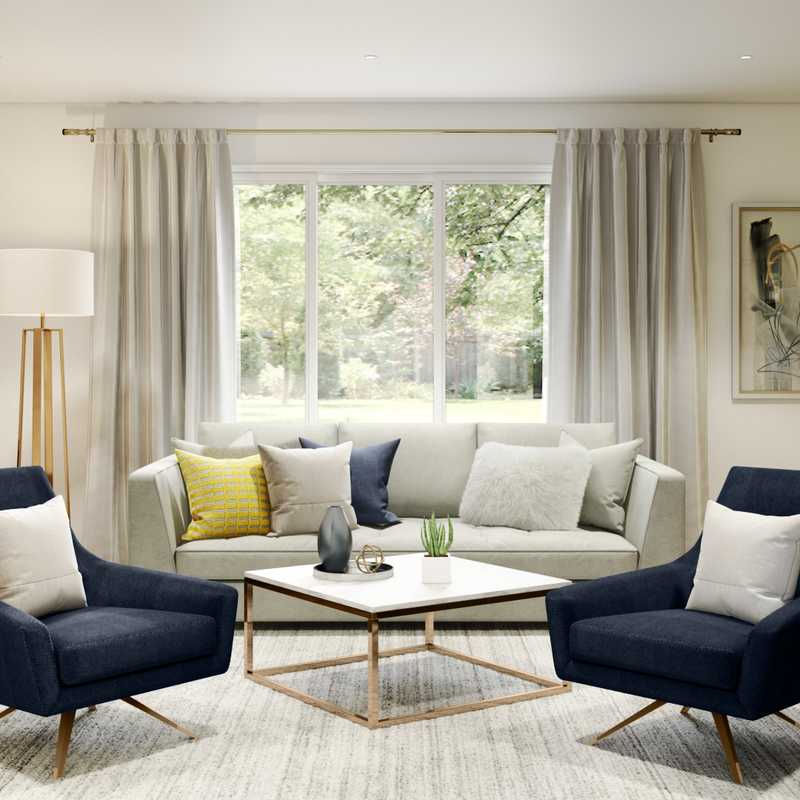 Contemporary Living Room Design by Havenly Interior Designer Karen