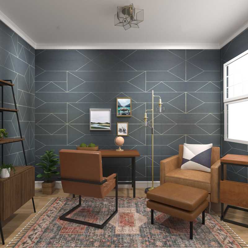 Modern, Bohemian, Rustic, Midcentury Modern Office Design by Havenly Interior Designer Katrina