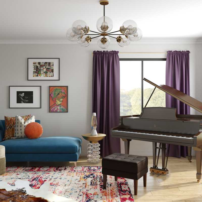 Eclectic, Midcentury Modern Living Room Design by Havenly Interior Designer Alexandra