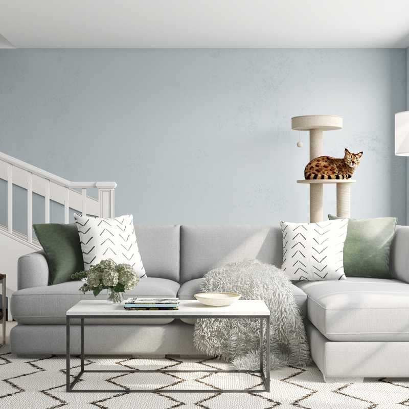 Bohemian, Midcentury Modern Living Room Design by Havenly Interior Designer Jamie
