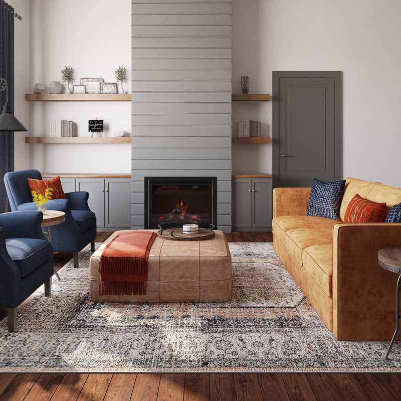 Industrial, Farmhouse Living Room Design by Havenly Interior Designer Emma