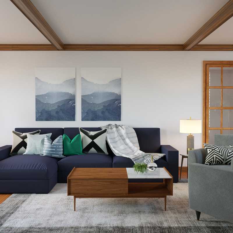 Bohemian, Midcentury Modern, Preppy Living Room Design by Havenly Interior Designer Natalie