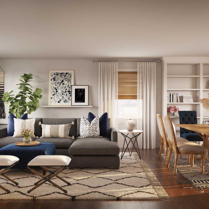 Bohemian, Transitional Living Room Design by Havenly Interior Designer Dani