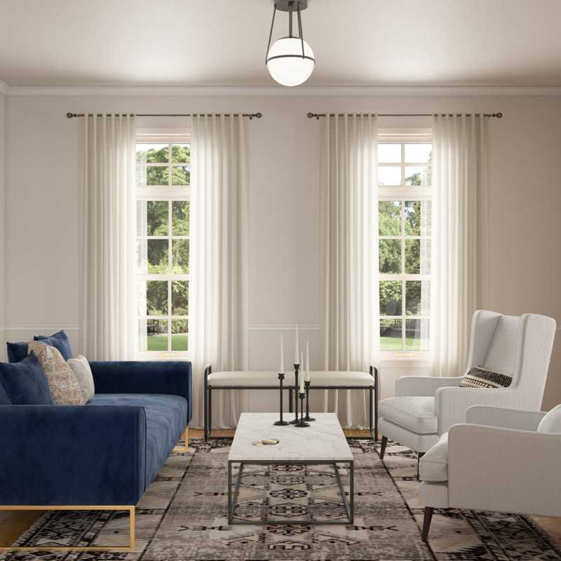 Transitional, Midcentury Modern Living Room Design by Havenly Interior Designer Michelle
