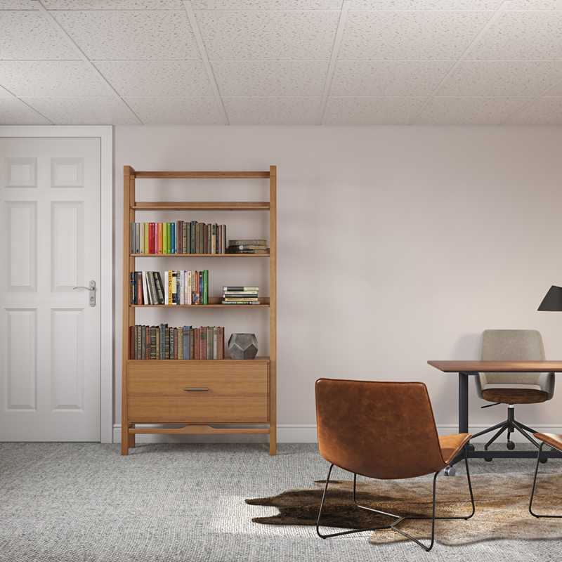 Transitional, Midcentury Modern Office Design by Havenly Interior Designer Amy
