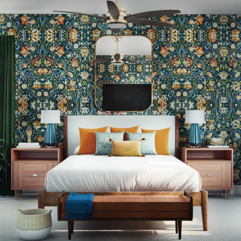 Midcentury Modern, Scandinavian Bedroom Design by Havenly Interior Designer Justin