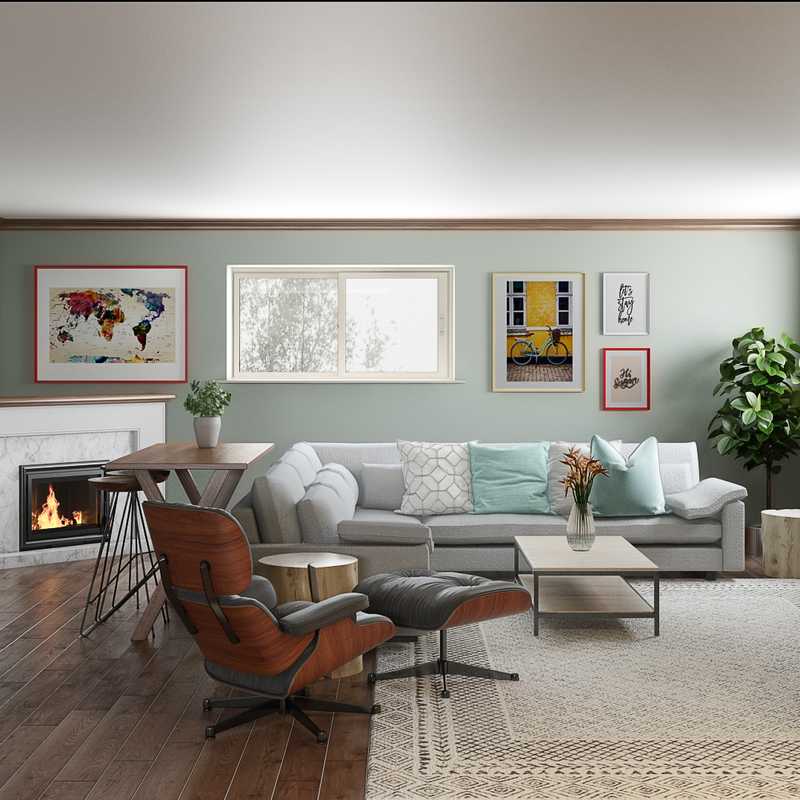 Bohemian, Coastal, Industrial Living Room Design by Havenly Interior Designer Edith