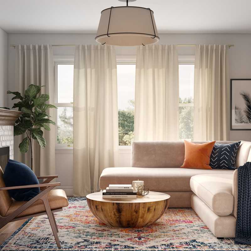 Modern, Midcentury Modern Living Room Design by Havenly Interior Designer Nancy