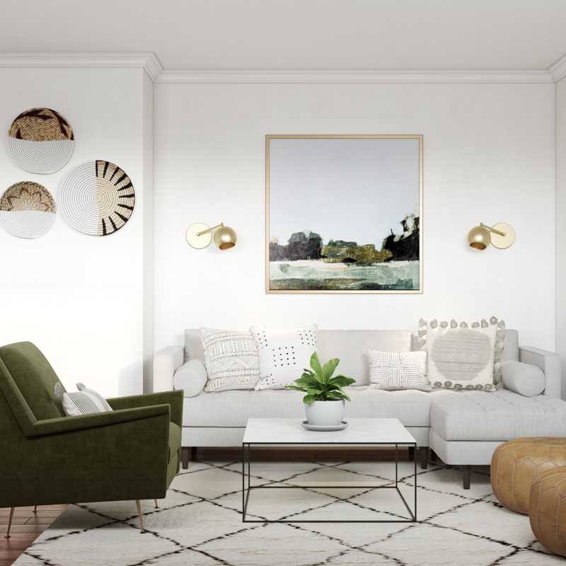 Bohemian, Midcentury Modern, Minimal Living Room Design by Havenly Interior Designer Natalie