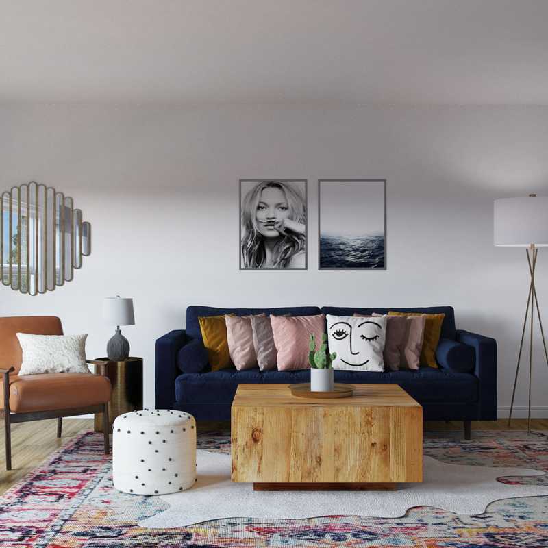Eclectic, Bohemian, Glam, Global Living Room Design by Havenly Interior Designer Kacie