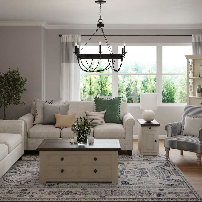 Traditional, Farmhouse Living Room Design by Havenly Interior Designer Christy