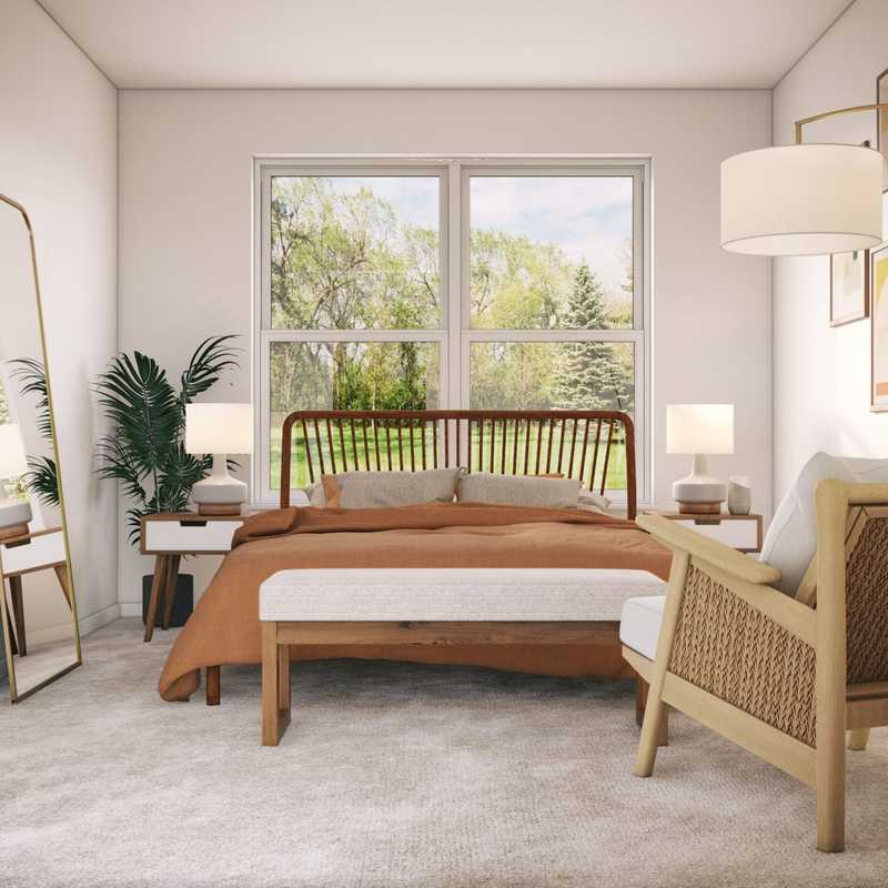 Bohemian, Global, Midcentury Modern Bedroom Design by Havenly Interior Designer Stephanie