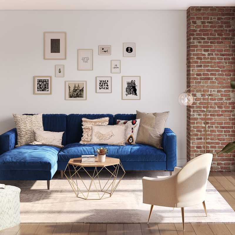 Modern, Bohemian, Glam, Global, Midcentury Modern Living Room Design by Havenly Interior Designer Sierra