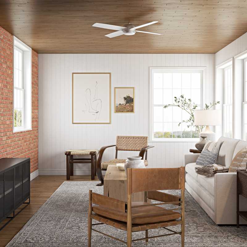 Bohemian, Midcentury Modern Living Room Design by Havenly Interior Designer Emilee