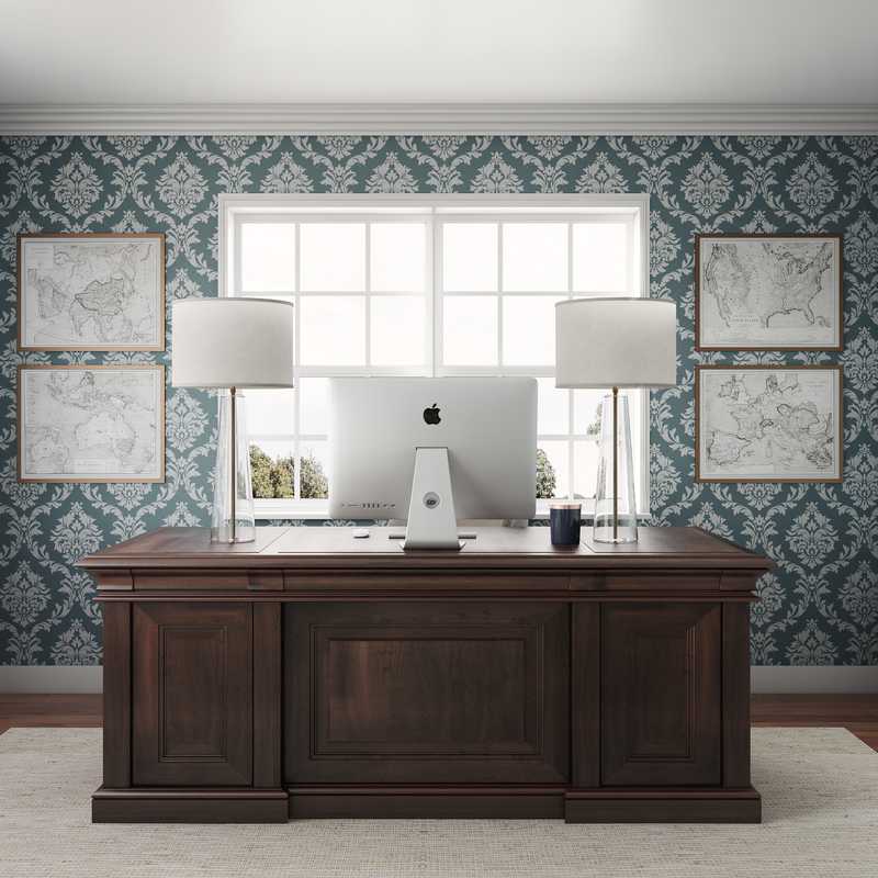 Modern, Glam, Traditional Office Design by Havenly Interior Designer Shannon